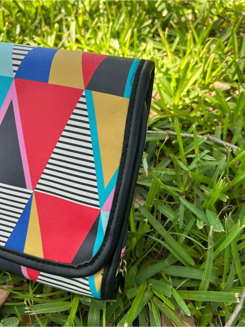 Colorful Geometric Fold-Over Hang Up Makeup Bag